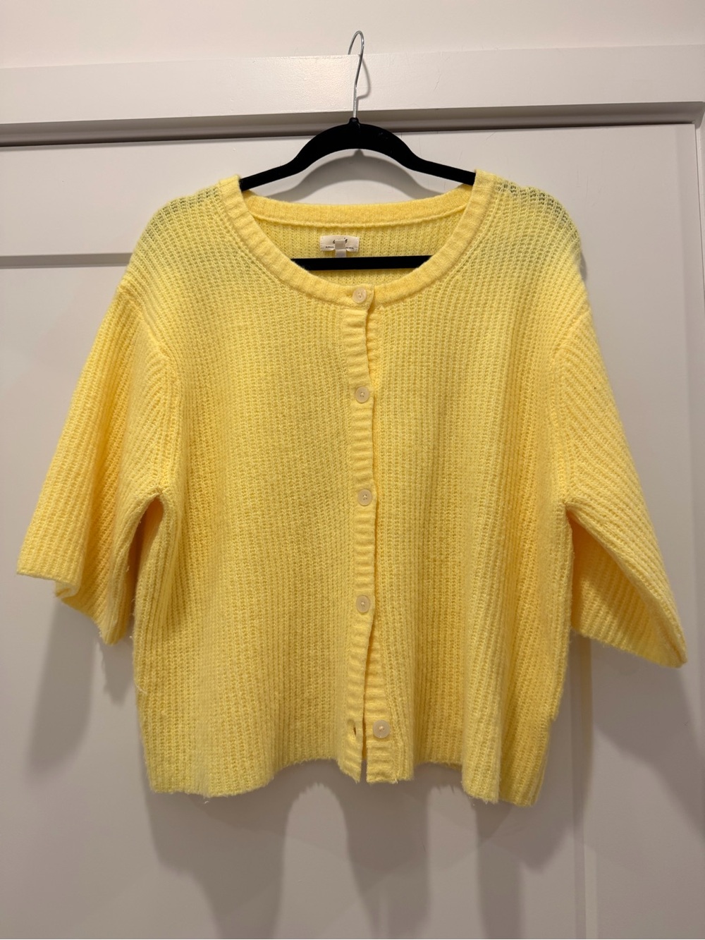 aerie Sunny Yellow Short-Sleeve Button Cardigan